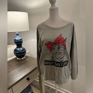 Electric Happy Cat Crew Neck  Sweatshirt - Size XL